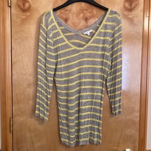 Cabi Yellow & Gray 3/4 Sleeve Shirt
